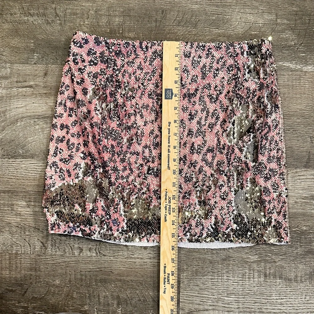 Free People Sequin Leopard Print Mini Skirt Size‎ 8 - Picture 3 of 7